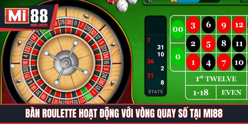 Bàn roulette hoạt động với vòng quay tại Mi88